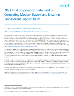 Intel Statement on Combating Modern Slavery